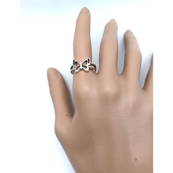 Stainless Steel Butterfly Ring Adjustable Size 8 Cute Open Design New - Picture 1 of 3